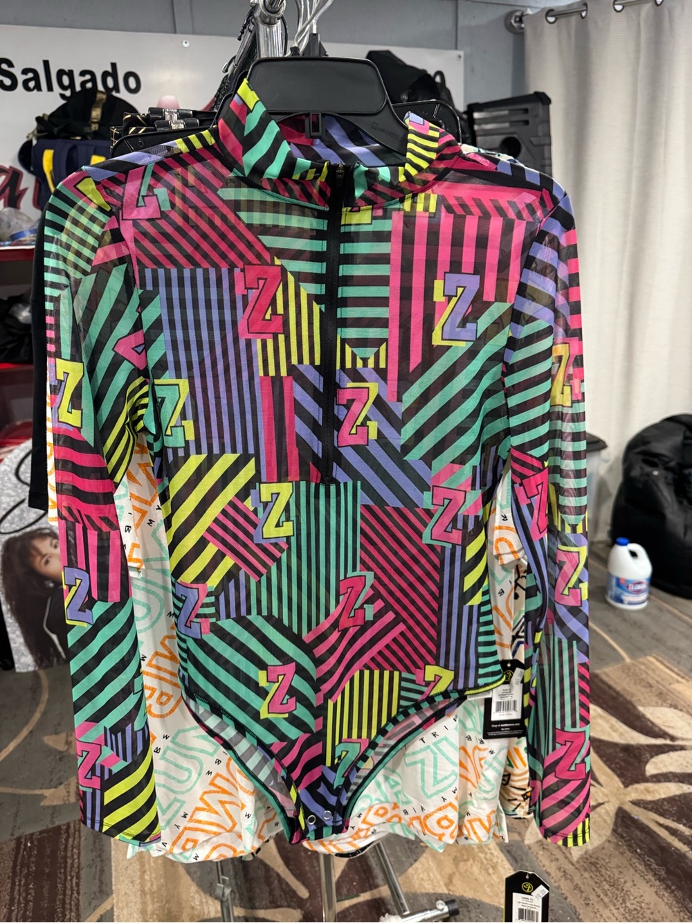 Zumba Fitness Multicolor Striped Geo 'Z' Logo Bodysuit